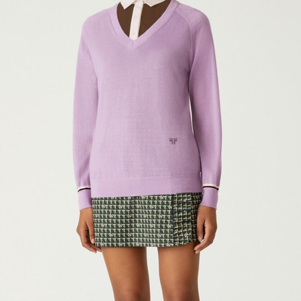 TORY BURCH SPORT CASHMERE V-NECK SWEATER SM